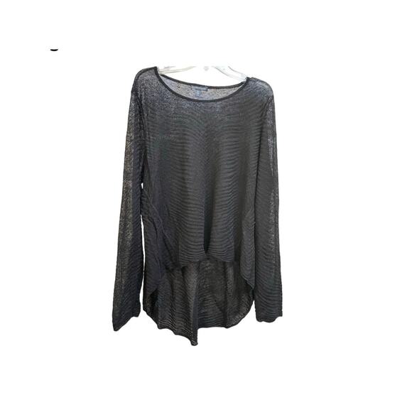 Eileen Fisher Black Hemp Sheer Knit High Low Pullover Sweater Top Size M - Picture 10 of 10